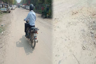 Road condition is very bad in front of Mundka Police Station