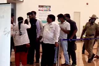 Health Minister Sriramulu in Sambra airport at Belgaum