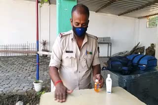 police sanitizing table  in patna