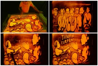 Sand artist sculpts sand animation to support Janta carfue