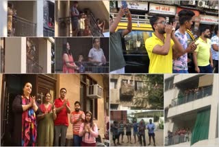 people come out on their terraces and balconies to clap, clang utensils and ring bells to express their gratitude