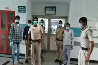 Police duty in front of isolation ward in Gohana