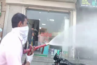 sanitizer sprayed in panipat