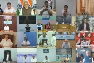 rime Minister Narendra Modi interacts with print media heads through video conferencing, over #COVID19