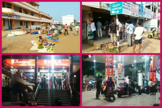 people in vishaka markets maintain distance due to corona