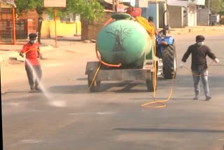 Bellary municipality is spraying sanitizer all over Bellary city