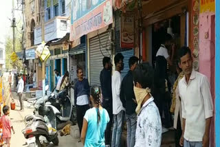 crowd in shops