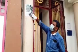 isolation stickers stuck in homes of foreign return people in paramakudi