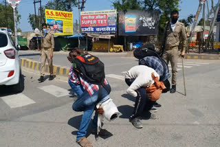 लॉकडाउन का उल्लंघन करने पर बीच सड़क पर मुर्गा बनाए गए लोग