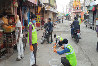 Marking is done outside shops in Ujjain