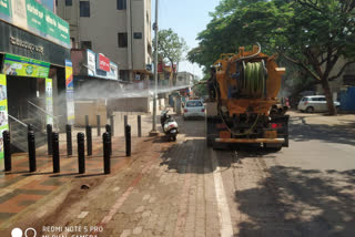 Coronation phobia: Hypochloride spray for roads in Hubli city