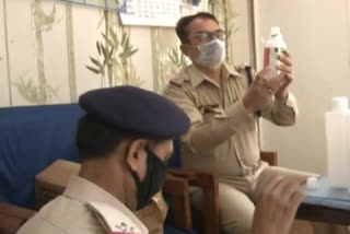 sanitizer is being made at police station in Indore