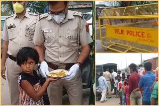 Delhi Police distributed food to lockdown affected people in south east delhi