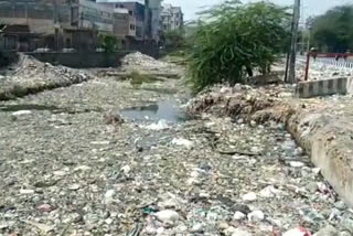 Sitapuri water drain is completely filled with plastic