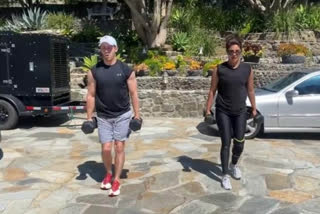 Priyanka and Nick work out video