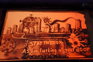 Corona sent a message of caution through sand animation