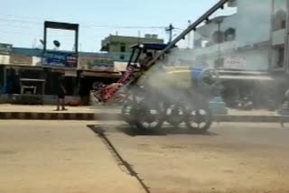 chemicals sprayed due to corona precautions at mellachervu suryapeta