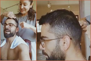 anushka sharma cuts virat kohli's hair