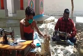 Prisoners making masks in Rajgarh sub jail