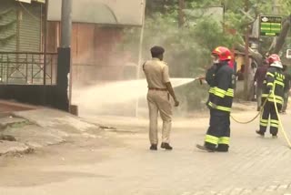 Disinfectants were sprayed at different parts of Guwahati