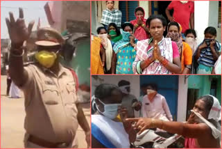 asking bleaching powder police are beaten at Santabommali in srikakulam