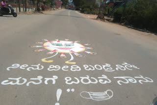 corona virus awareness by artist in devanahalli