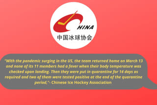 China  United States  Chinese Ice Hockey Association  COVID-19  ചൈനയിലെ ഐസ് ഹോക്കി ടീമില്‍ രണ്ട് പേര്‍ക്ക് കൊവിഡ് സ്ഥിരീകരിച്ചു  ചൈന  യുഎസ്