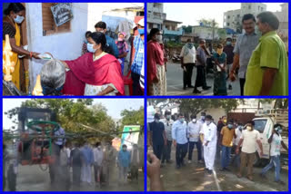 whip and ex mla seperately creates awareness about corona at vijayawada