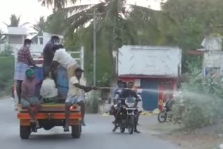 control the spread of coronavirus, the youths sprayed the whole village with disinfectant.