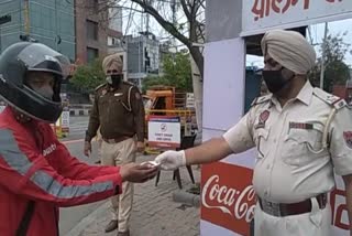 police distribute sweets