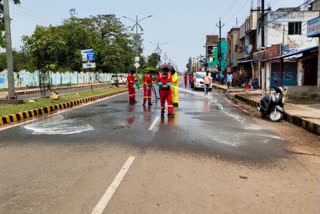 Corona confrontation: Raygada administration sanitize the road