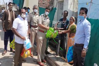 Athani: Distribution of essential groceries to poor people