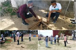 Cow dung being burnt in Nahan