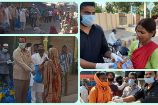 distribute food items among labourers affected by lockdown