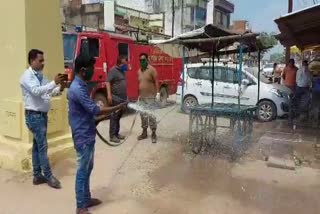 Sanitization work being done in Katghora municipality of korba