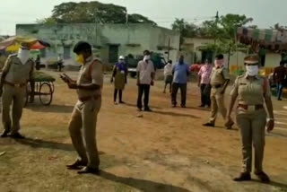 CI,SI and Municipal Commissioner inspecting vegetable sales center at Amadalavalasa