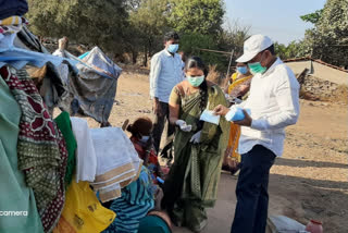 ZP Member  distributed napkin to women