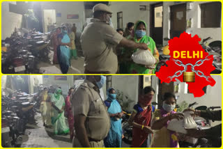 Delhi Lockdown Police and ETV Bharat  reporter distributed ration to poor people