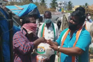 Distribution of groceries to poor, day-to-day employees by BSS