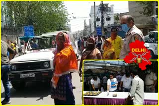 Judges distributed food among daidy wages laborers under DSLSA program in Kirti Nagar Delhi Lockdown