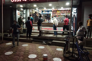 Circle marks  made to maintain distance in drug stores Chhindwara