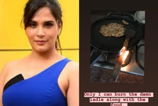 Lockdown diaries: Richa Chadha burns wooden ladle while cooking