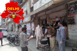 Food distributed by the Khajuri ACP and the board of trade to the poor people.