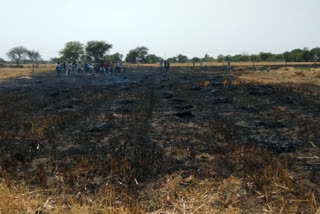 Fire in wheat field due to short circuit