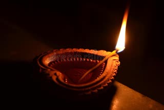 people lit lamps and candles in uttar prades