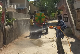 Balasinor municipality sanitizing with jetting and tractors in various areas of the town