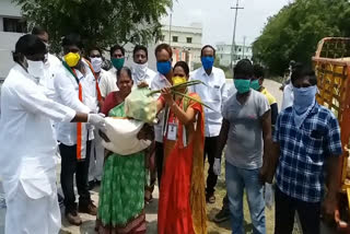 clp leader bhatti distributed rice and vegetables in madhira