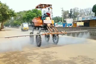 anty corona chemicals spray in zaheerabad sangareddy district