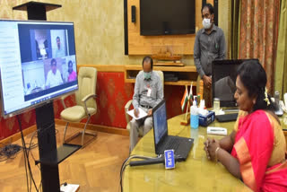 Telangana Governor video conference about carona latest news