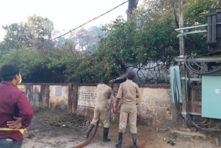 fire broke down a tree branch in a high-tension wire in dhanbad